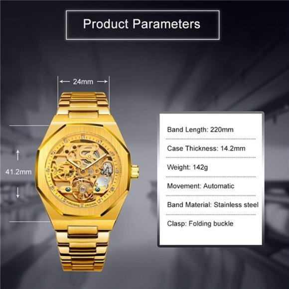 Mens Watches Fashion Automatic Male Clock Stainless Steel Tourbillon Mechanical - Picture 4 of 6